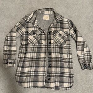 Thread & Supply Gray and White Plaid Shirt Jacket